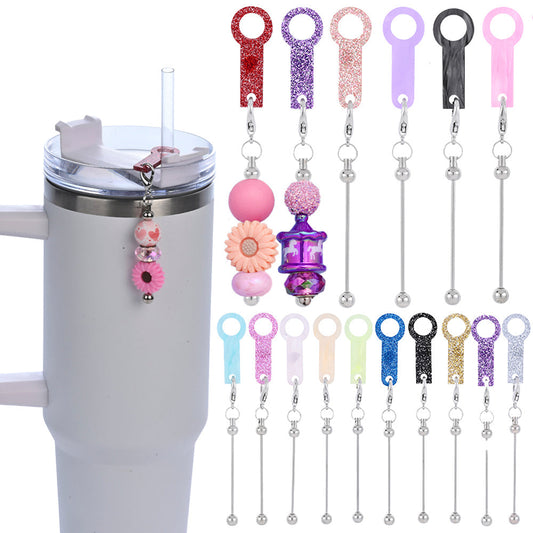 Glitter Beadable Keychain & Straw Charm Set