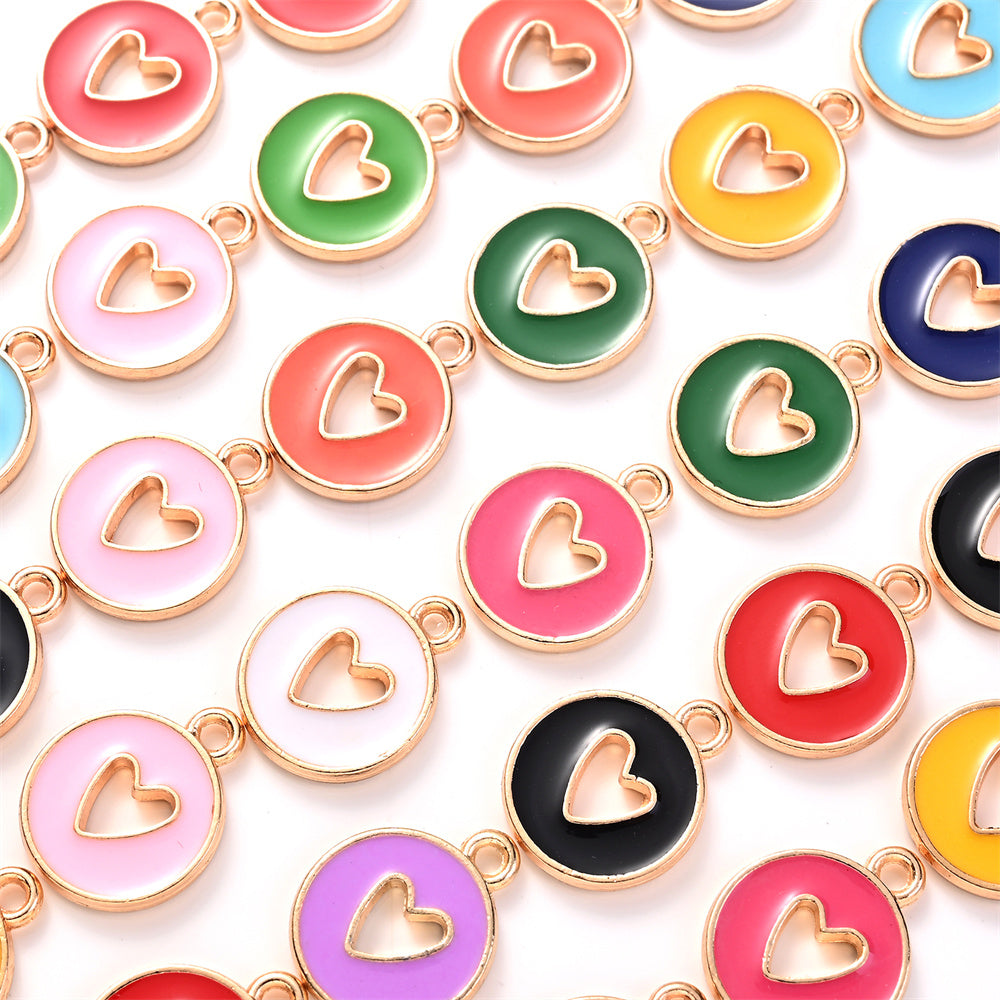 Valentine's Day Round Openwork Heart Alloy Charms