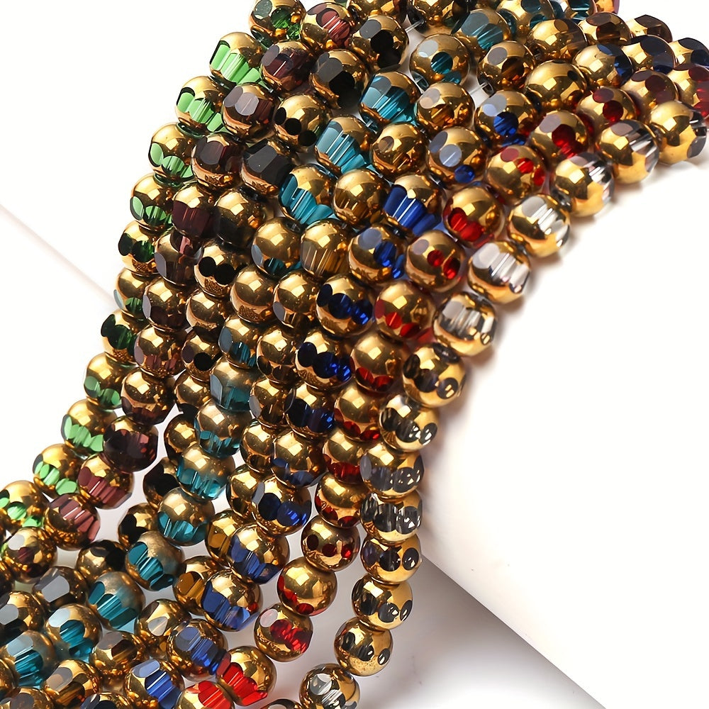 43PCS 8mm Multicolor Faceted Glass Bead Set