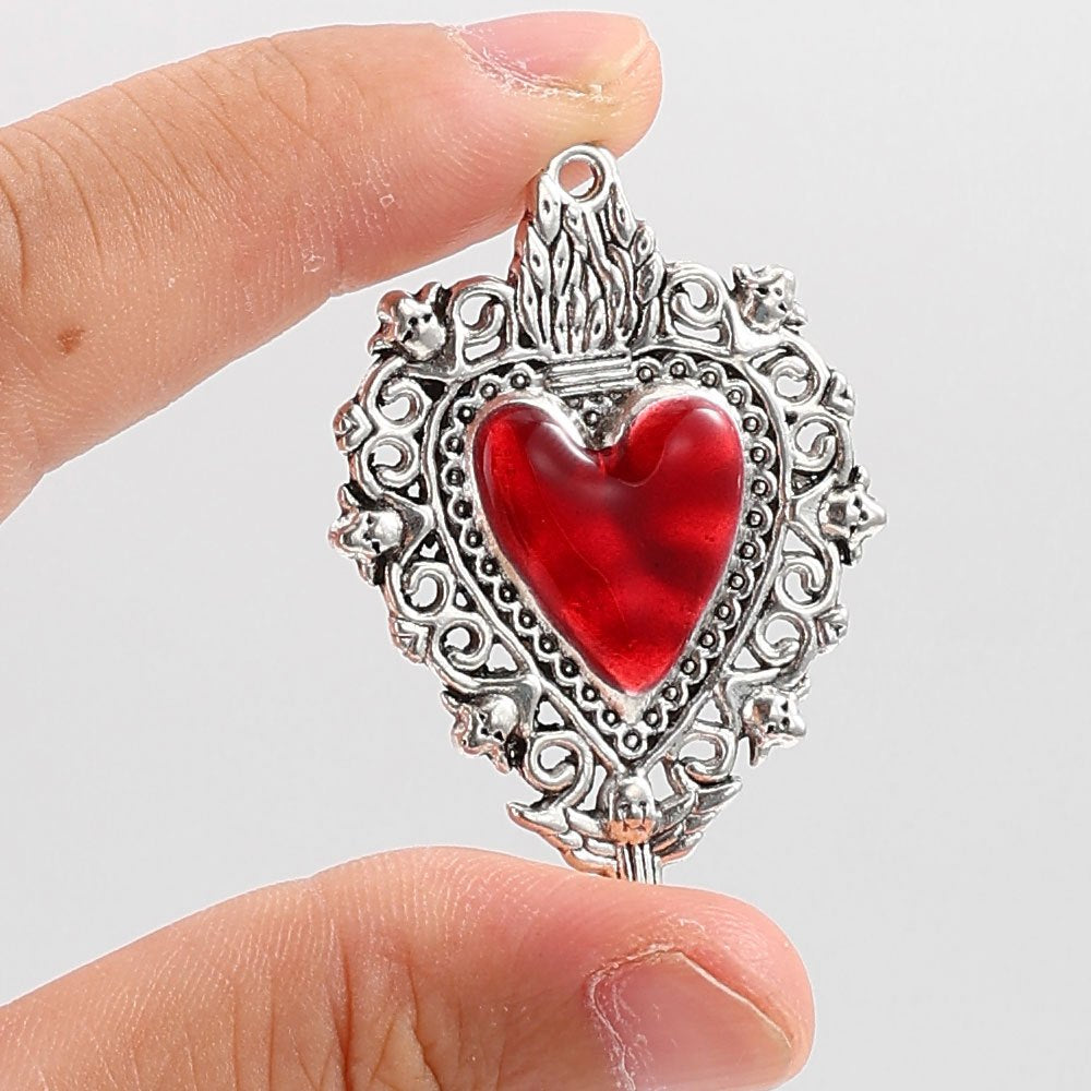 Love & Peach Heart Alloy Hook Charms