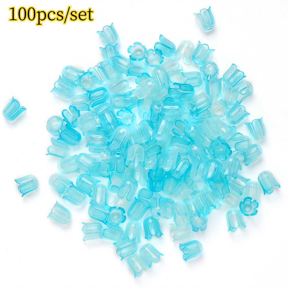 2026 New Arrival 10×11mm Gradient Flower Acrylic Bead Caps