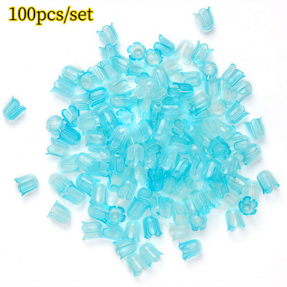 2026 New Arrival 10×11mm Gradient Flower Acrylic Bead Caps