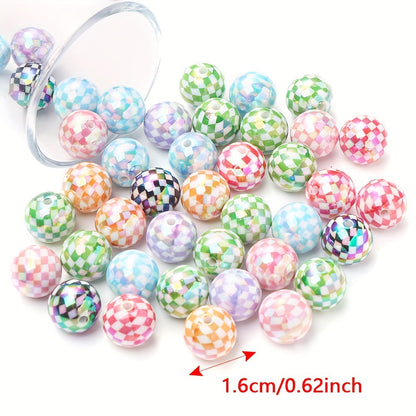 AB Checkered Acrylic Spacer Beads