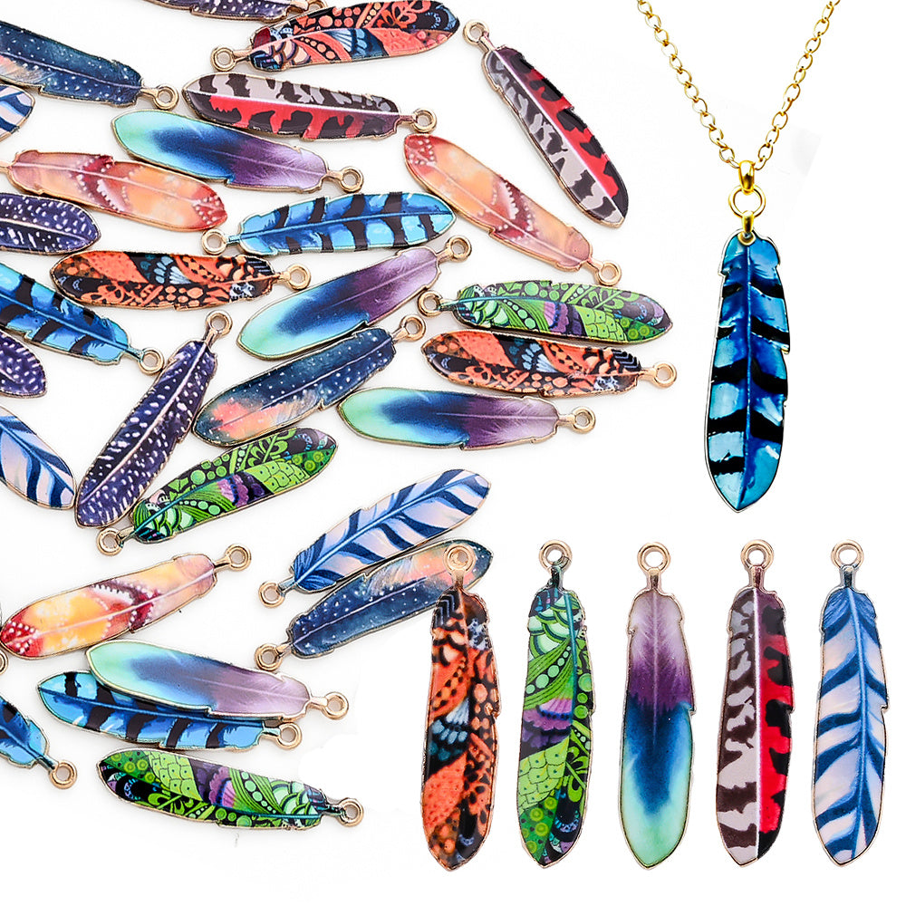 Bohemian Feather Alloy Pendant Charms