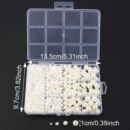 1100PCS Multi-Size Faux Pearl Bead Set