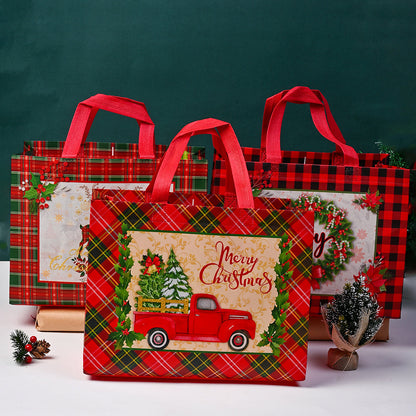 8-Piece 32x18x25 cm Christmas Plaid Tote Gift Bags