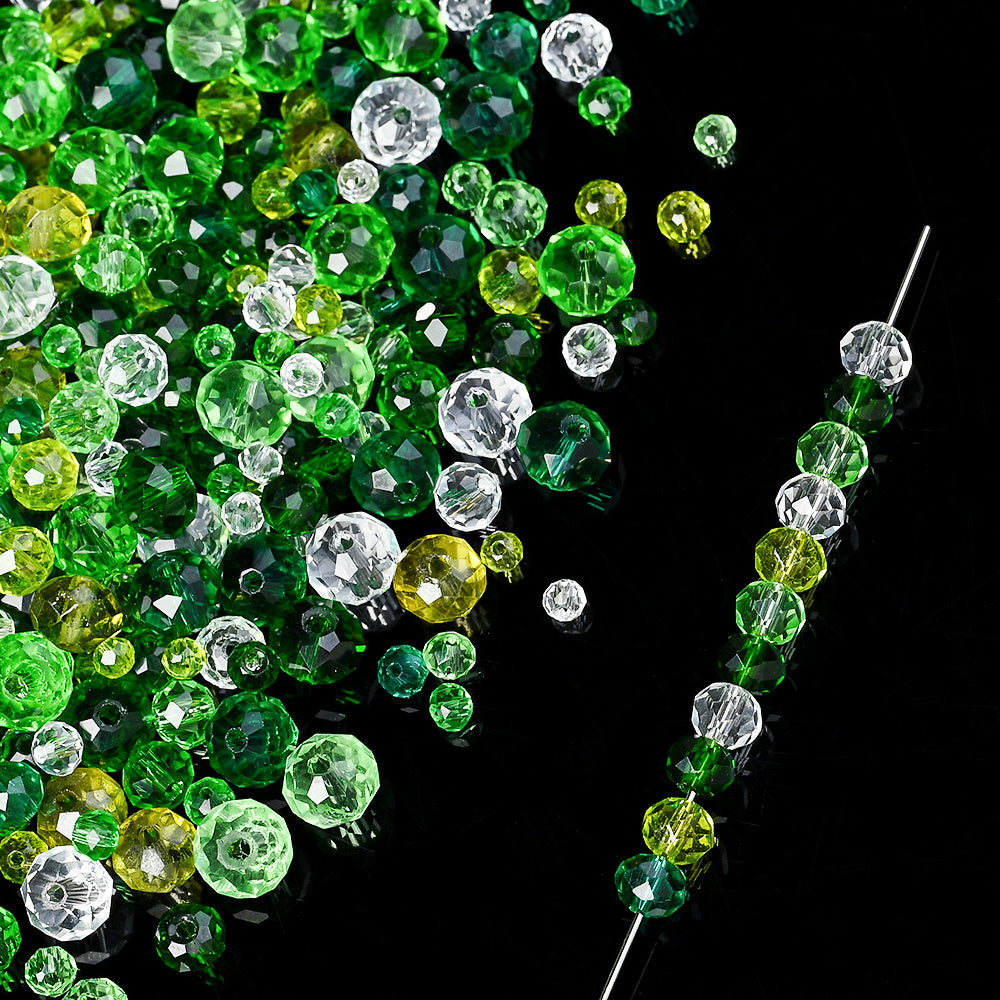 Faceted Green Glass Beads