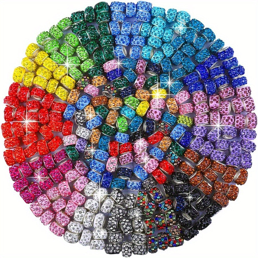 10-Piece Random Multicolor European-Style Rhinestone Large Hole Beads