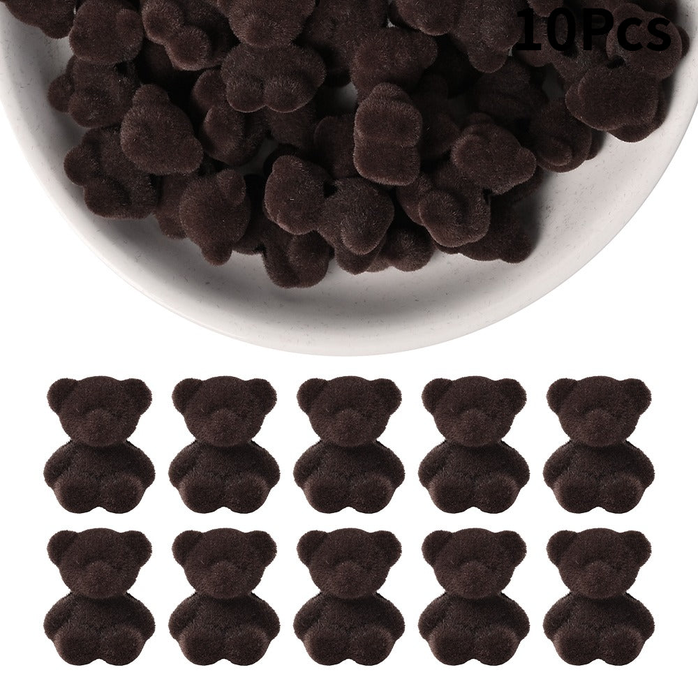 Flocked Bear Resin Beads