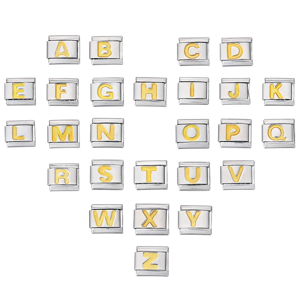 A-Z English Letter Stainless Steel Italian Charm Links