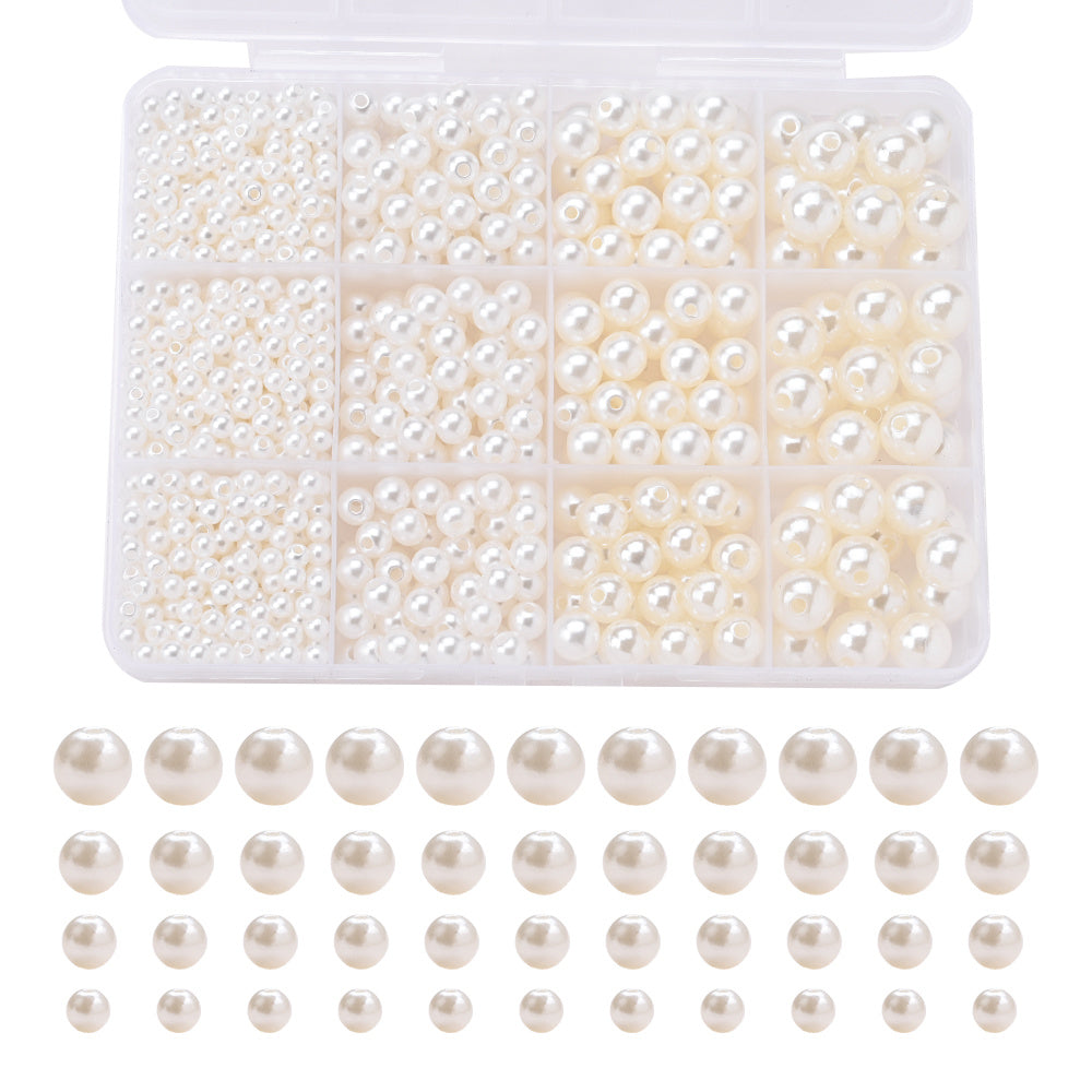 1100PCS Multi-Size Faux Pearl Bead Set