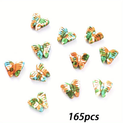 165pcs/bag Gradient Butterfly Beads Graffiti Stone Spacer Beads