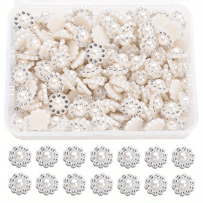 White Imitation Pearl Sunflower Flatback Beads