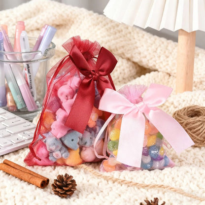 10PCS Organza Drawstring Gift Bag Set with Bowknot