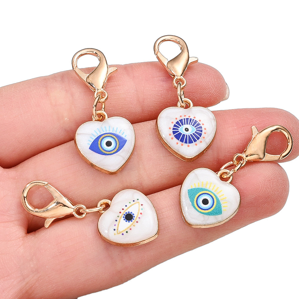 12PCS Blue & White Evil Eye Enamel Keychain Set