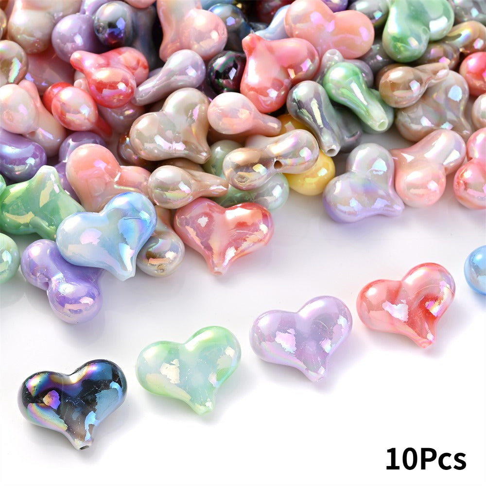 Acrylic AB Heart Beads