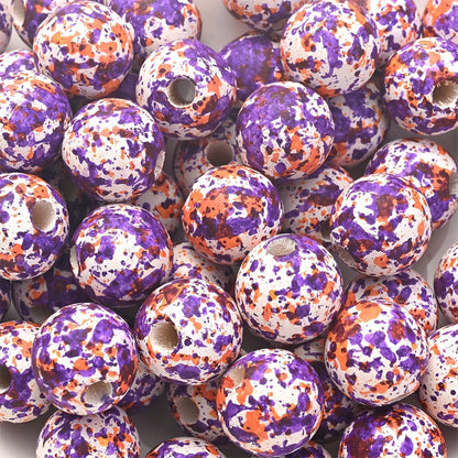 10PCS 16mm Pumpkin-Shaped Wooden Bead Set
