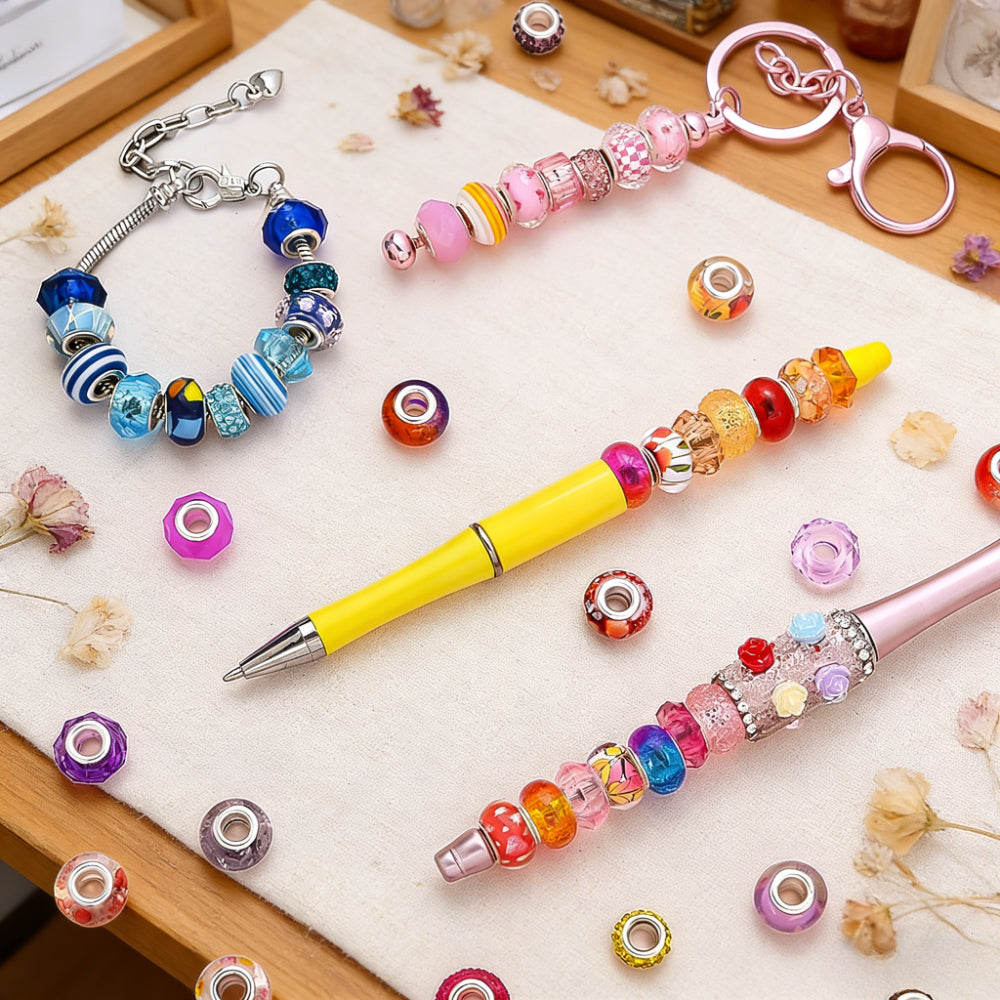 Silver Beaded Keychain Making Kit