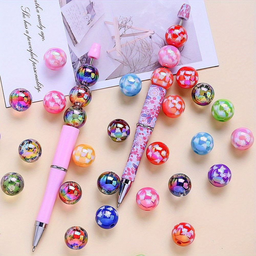 Butterfly Printed Acrylic Beads
