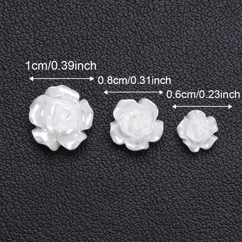 50/100-Piece 6/8/10 mm White Camellia Flatback Beads