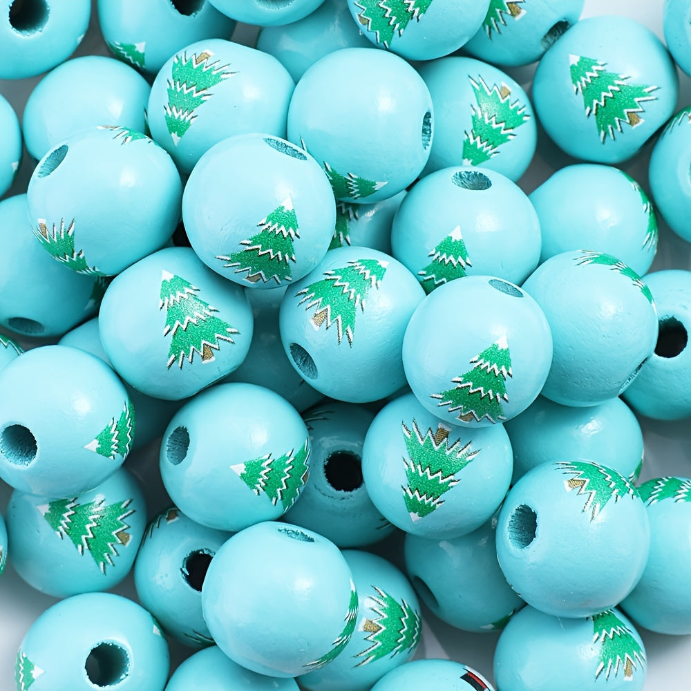 Christmas Wooden Pattern Beads