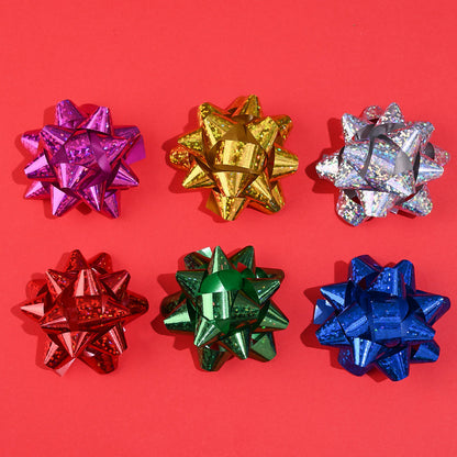 6PCS 5cm PET Christmas Star Ribbon Flower Decorations