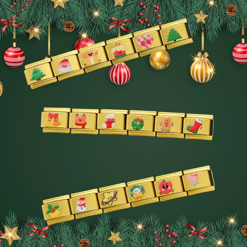 18PCS Stainless Steel Christmas Charm Bracelet Set