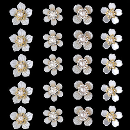 20PCS 19–27mm White Flower Acrylic Embellishment Set