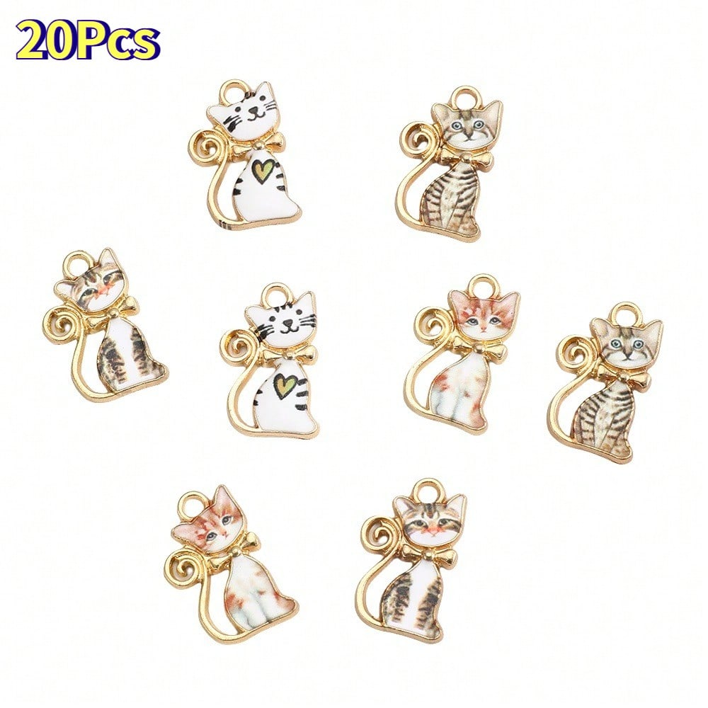 Colorful Cat Alloy Enamel Charms
