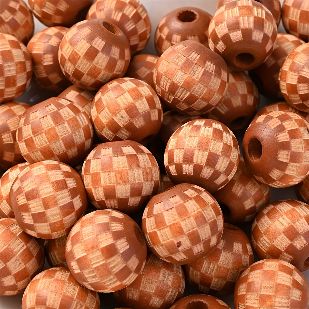 Checkerboard Wooden Spacer Beads