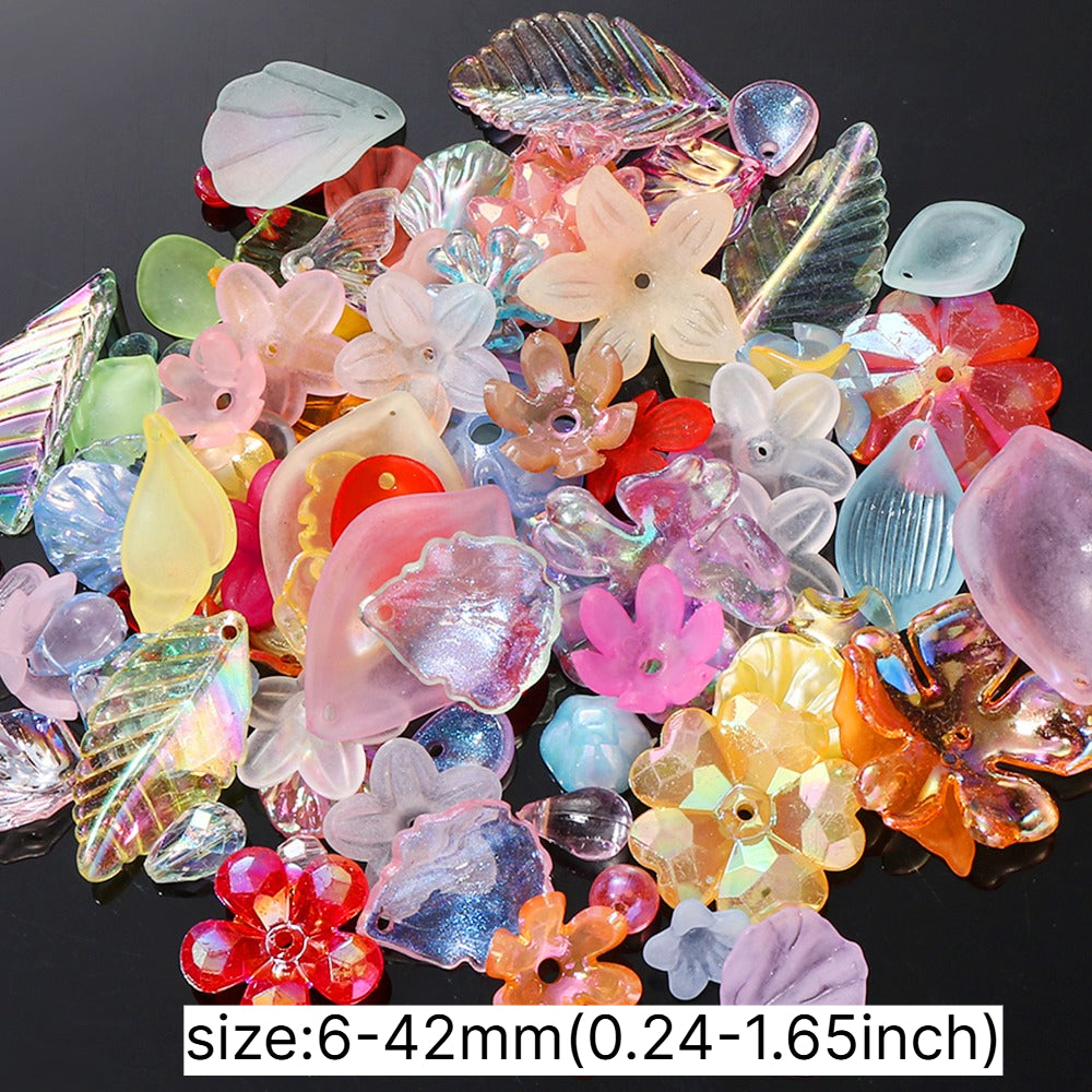Acrylic Flower Leaf Charms Set