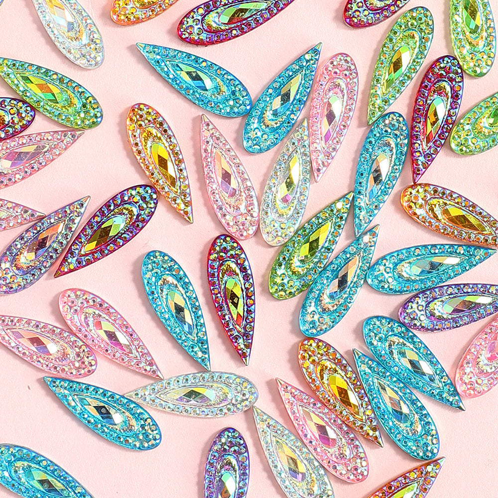 AB Iridescent Resin Teardrop Ornaments
