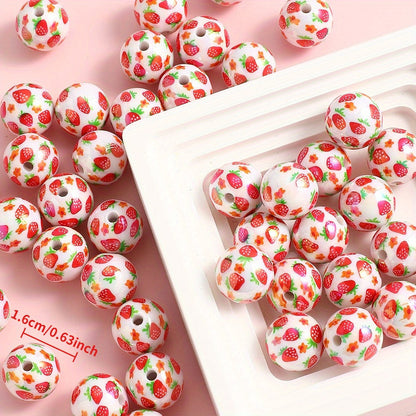 Glossy Strawberry Resin Beads