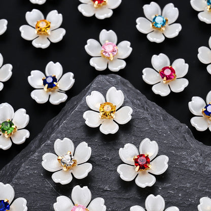 White Rhinestone Flower Acrylic Beads