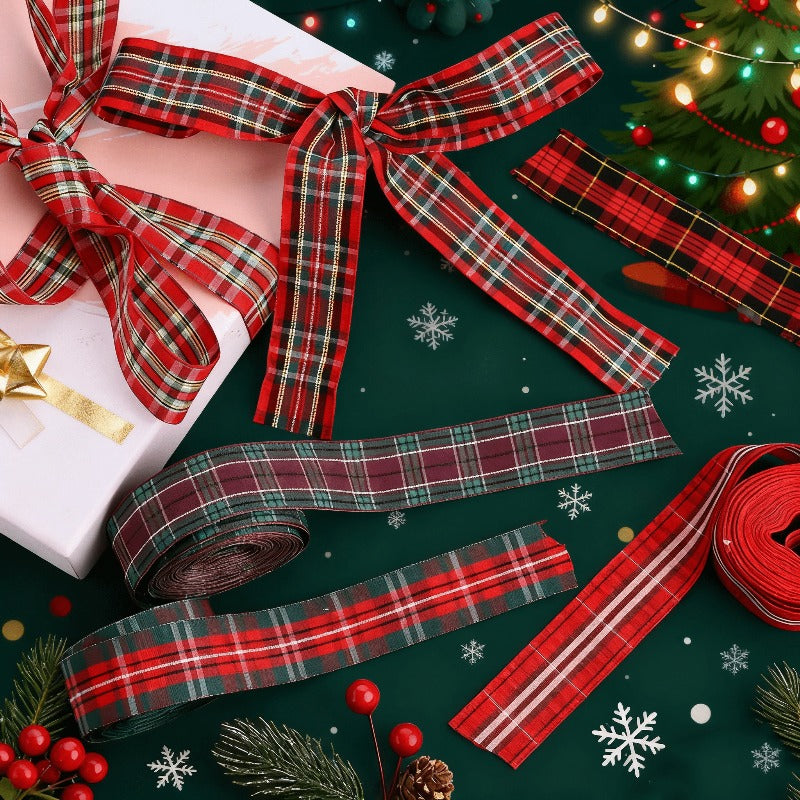 Christmas Plaid Polyester Ribbon