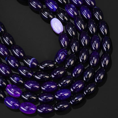 32pcs/strand 8x12mm Natural Agate Rice Shaped Beads