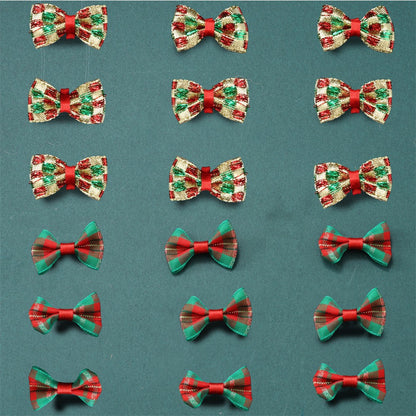 Christmas Gold Threaded Ripple Bow Embellishments