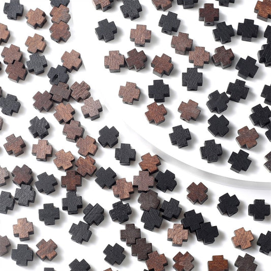 30pcs 10x10mm Cross Wooden Beads
