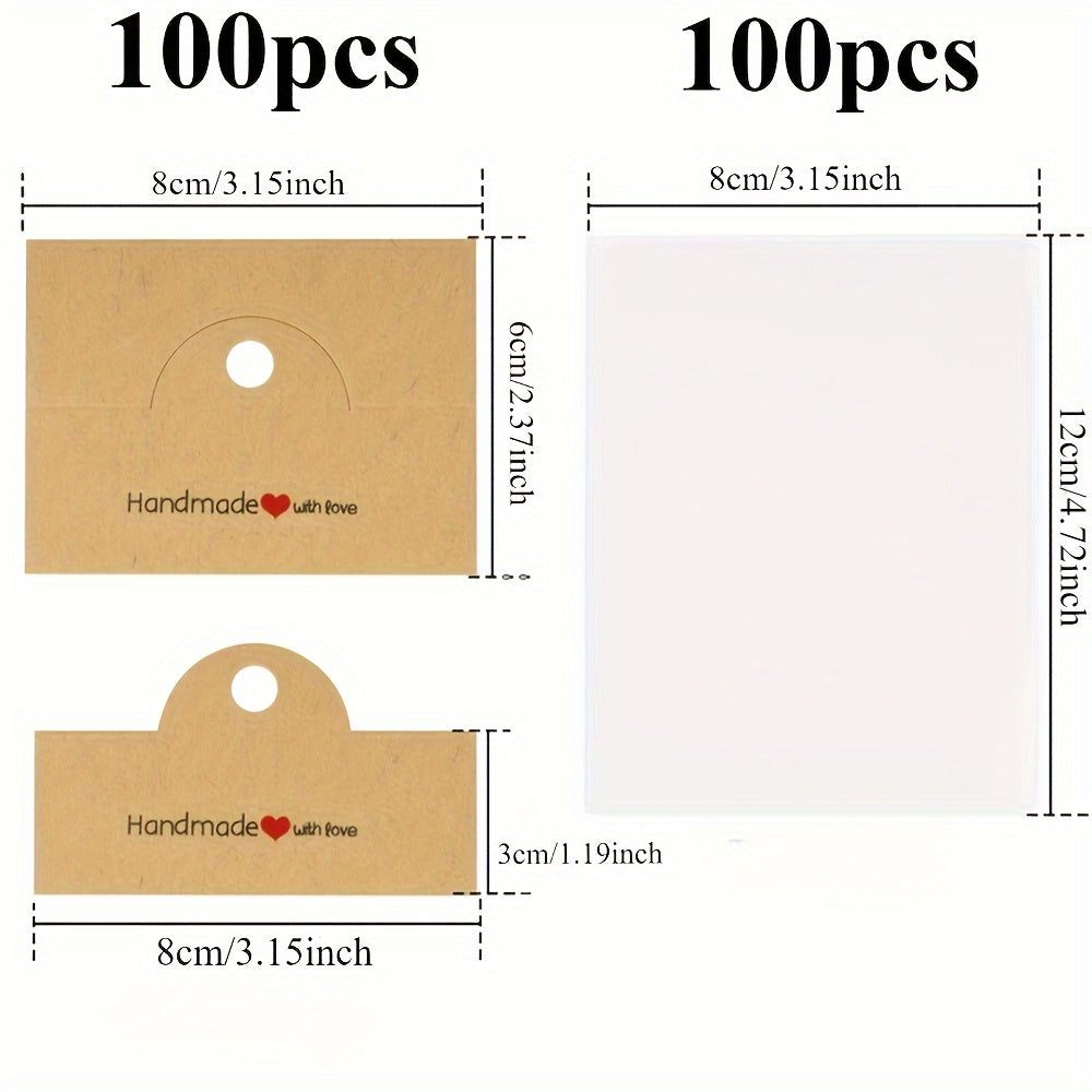 200PCS Handmade Jewelry Packaging Set with Clear Bags & Cards
