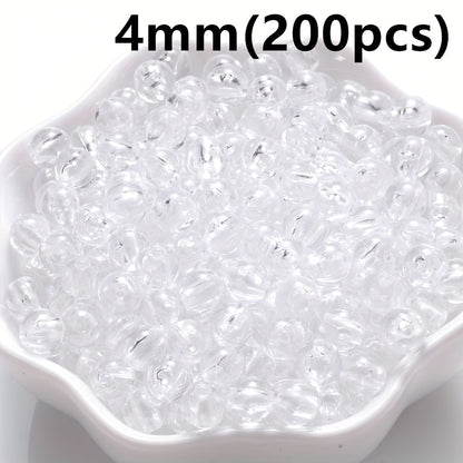 200PCS 4mm Mini Transparent Acrylic Spacer Beads