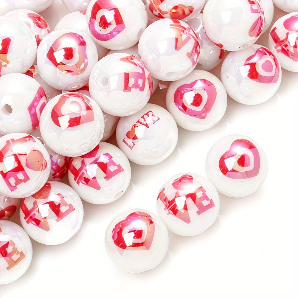 Red Romantic Round Acrylic Beads