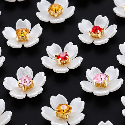 White Rhinestone Flower Acrylic Beads