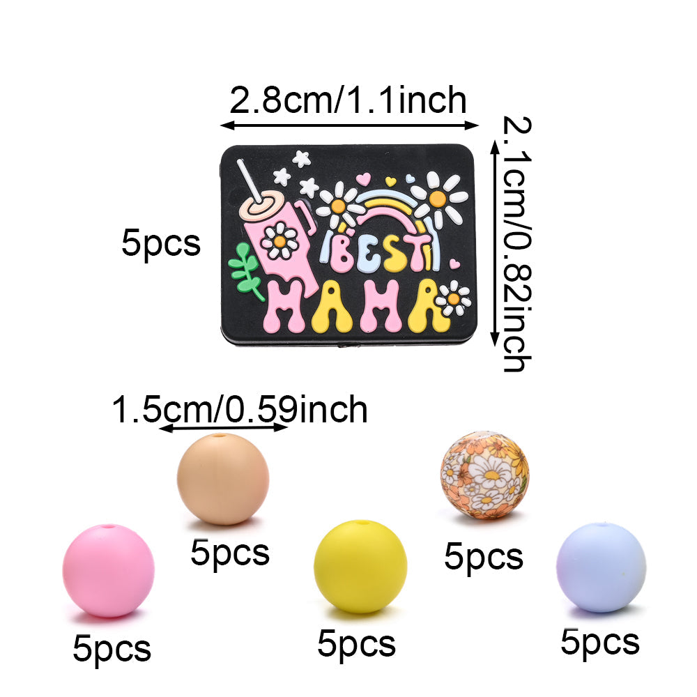 Heart-Shaped Silicone “Happy Mother’s Day” Beads