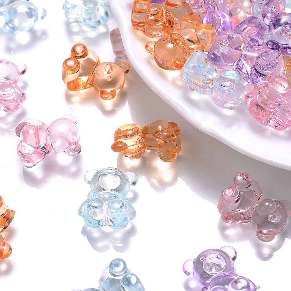 10/20pcs 10x18mm Acrylic Clear Small Bear Shaped Beads