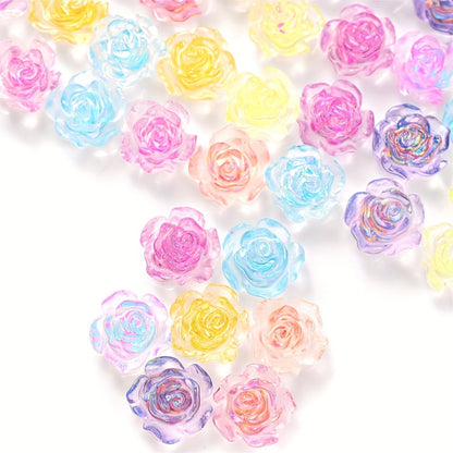 100PCS 7mm Luminous Rainbow Flower Acrylic Bead Set
