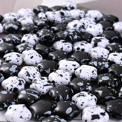 Black and White Plum Blossom Acrylic Spacer Beads