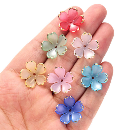 200PCS 19mm Colorful Five-Petal Flower Acrylic Beads