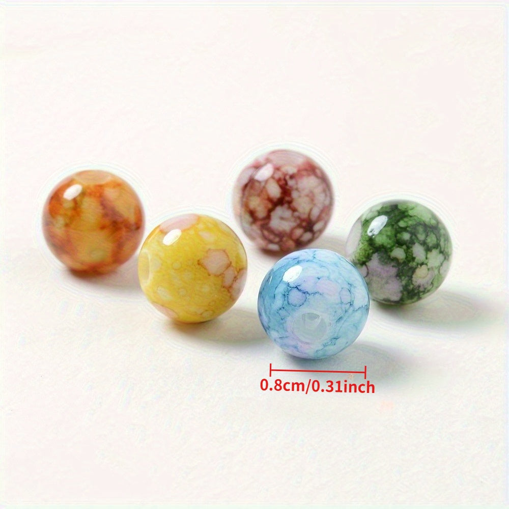 8 mm Mixed Color Cracked Acrylic Beads