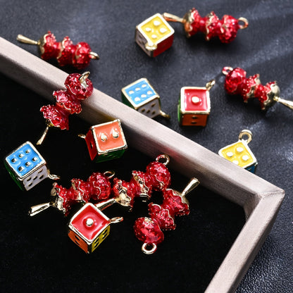 Candied Gourd Dice Alloy Pendants