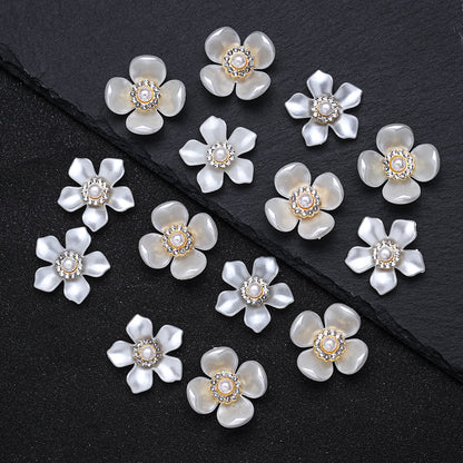 White Acrylic Petal Patch Beads